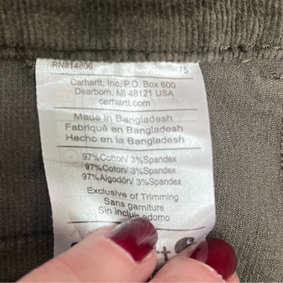 Carhartt Corduroy Skirt Size 8 Olive Green Knee Length Fall Pockets Academia - Picture 8 of 10